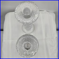 Vintage Tapio Wirkkala Littala Frost Ice Icicle 8 & 6 Ring Candlestick Holders