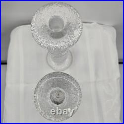 Vintage Tapio Wirkkala Littala Frost Ice Icicle 8 & 6 Ring Candlestick Holders