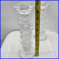 Vintage Tapio Wirkkala Littala Frost Ice Icicle 8 & 6 Ring Candlestick Holders