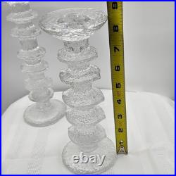Vintage Tapio Wirkkala Littala Frost Ice Icicle 8 & 6 Ring Candlestick Holders