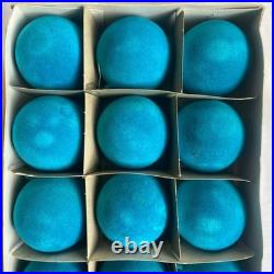 Vintage Teal Blue velvet ornaments mid century modern 48 montgomery ward NEW