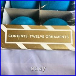 Vintage Teal Blue velvet ornaments mid century modern 48 montgomery ward NEW
