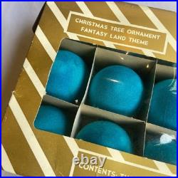 Vintage Teal Blue velvet ornaments mid century modern 48 montgomery ward NEW