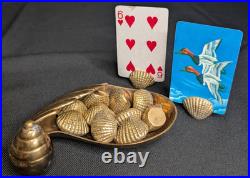 Vintage The Bombay Company Brass Shell Place Card Holders Set Of 12 W Shell