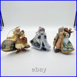 Vintage Thomas Kinkade Old World Santas Ornaments Set of 3 Ashton-Drake 2003