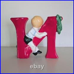 Vintage Tilso Japan Ceramic NOEL Christmas Kids Candle Holder Set 53/102 Kitsch
