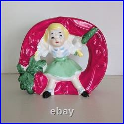 Vintage Tilso Japan Ceramic NOEL Christmas Kids Candle Holder Set 53/102 Kitsch