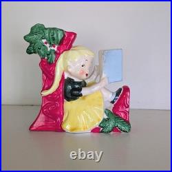 Vintage Tilso Japan Ceramic NOEL Christmas Kids Candle Holder Set 53/102 Kitsch