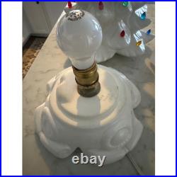 Vintage White Ceramic Christmas Tree Multi Color Lights Red Star Topper 18 inch