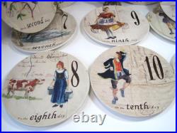 Vintage Williams-Sonoma 12 Days Of Christmas Salad Plates 8.5 Missing Day 1