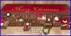 Vintage Wooden Advent Calendar 25 Drawers, Tree & Decorations HARD TO FIND