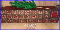 Vintage Wooden Advent Calendar 25 Drawers, Tree & Decorations HARD TO FIND