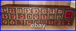 Vintage Wooden Advent Calendar 25 Drawers, Tree & Decorations HARD TO FIND