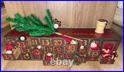 Vintage Wooden Advent Calendar 25 Drawers, Tree & Decorations HARD TO FIND