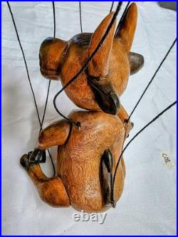 Vintage Wooden Bull Marionette Puppet 1950s 60s Hand Carved Folk Art