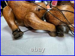 Vintage Wooden Bull Marionette Puppet 1950s 60s Hand Carved Folk Art