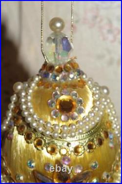Vintage Zimonick Gold & Aurora SWAROVSKI & PEARLS CHRISTMAS TREE ORNAMENT Vintage Zimonick Gold & Aurora SWAROVSKI & PEARLS CHRISTMAS TREE ORNAMENT