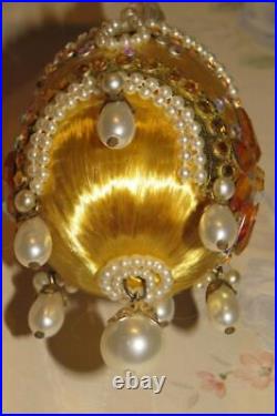 Vintage Zimonick Gold & Aurora SWAROVSKI & PEARLS CHRISTMAS TREE ORNAMENT Vintage Zimonick Gold & Aurora SWAROVSKI & PEARLS CHRISTMAS TREE ORNAMENT