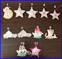 Vintage cardboard flat Christmas tree Ornaments decorations soviet