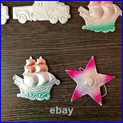 Vintage cardboard flat Christmas tree Ornaments decorations soviet