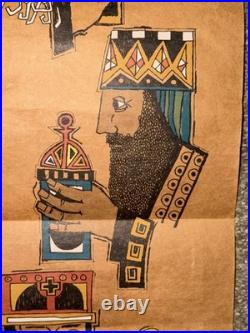 Vintage mid-century modern Paper wall hanging with the Three Wise Men 8 x 24