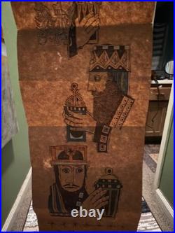 Vintage mid-century modern Paper wall hanging with the Three Wise Men 8 x 24