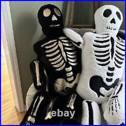 Viral Isaac Mizrahi Plush White & Black Skeleton Pillows 5 Foot Halloween Decor
