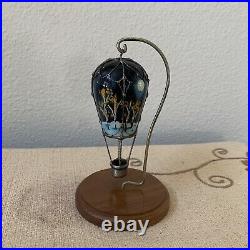 Vtg 1994 Balloonatics Night Scene Moon Star Hanging Metal Glass hot air balloon