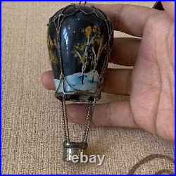 Vtg 1994 Balloonatics Night Scene Moon Star Hanging Metal Glass hot air balloon