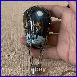 Vtg 1994 Balloonatics Night Scene Moon Star Hanging Metal Glass hot air balloon