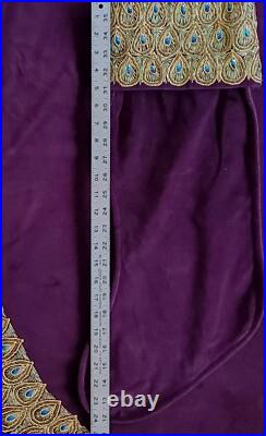 Vtg Bombay Co Purple Velvet Gold Peacock Feathers Christmas Tree Skirt &Stocking