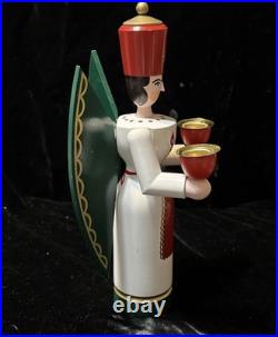 Vtg German Angel & Soilder Wood Candle Holders Schalling Holzkunst Seiffen 9.5