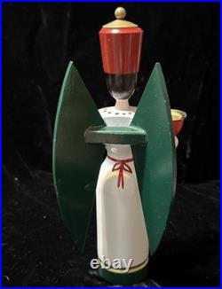 Vtg German Angel & Soilder Wood Candle Holders Schalling Holzkunst Seiffen 9.5
