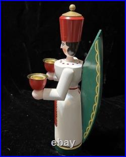 Vtg German Angel & Soilder Wood Candle Holders Schalling Holzkunst Seiffen 9.5