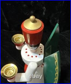 Vtg German Angel & Soilder Wood Candle Holders Schalling Holzkunst Seiffen 9.5