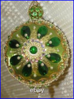 Vtg June Zimonick Christmas Ornament #43 October in Emerald RARE Swarovski