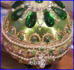 Vtg June Zimonick Christmas Ornament #43 October in Emerald RARE Swarovski