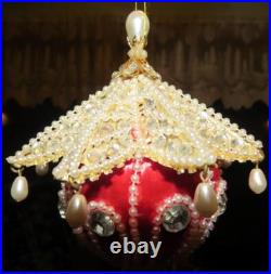 Vtg June Zimonick Christmas Ornament RED Swarovski #289 PAGODA Beautiful