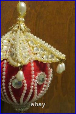 Vtg June Zimonick Christmas Ornament RED Swarovski #289 PAGODA Beautiful