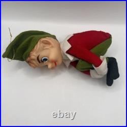 Vtg Large Head Elf Knee Hugger Christmas Ornament Japan 12 Orig Tag & Hanger