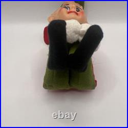 Vtg Large Head Elf Knee Hugger Christmas Ornament Japan 12 Orig Tag & Hanger