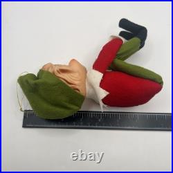 Vtg Large Head Elf Knee Hugger Christmas Ornament Japan 12 Orig Tag & Hanger