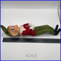 Vtg Large Head Elf Knee Hugger Christmas Ornament Japan 12 Orig Tag & Hanger