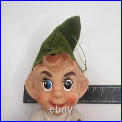 Vtg Large Head Elf Knee Hugger Christmas Ornament Japan 12 Orig Tag & Hanger