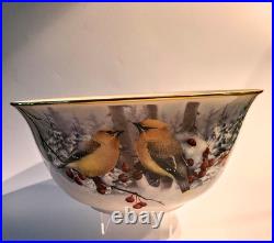 Vtg Lenox Winter Greetings Scenic 11 1/4 Large Bowl Fine Ivory China USA NOS