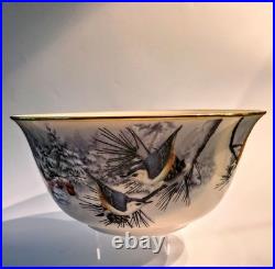 Vtg Lenox Winter Greetings Scenic 11 1/4 Large Bowl Fine Ivory China USA NOS