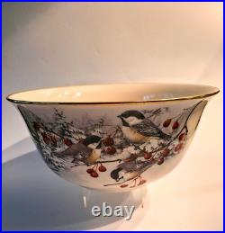 Vtg Lenox Winter Greetings Scenic 11 1/4 Large Bowl Fine Ivory China USA NOS