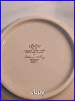 Vtg Lenox Winter Greetings Scenic 11 1/4 Large Bowl Fine Ivory China USA NOS