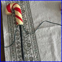 Vtg Lighted Candy Cane Pathway Lights Set of 5 Blow Mold Christmas Yard Decor