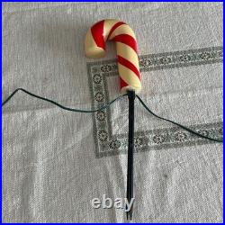 Vtg Lighted Candy Cane Pathway Lights Set of 5 Blow Mold Christmas Yard Decor